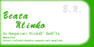 beata mlinko business card